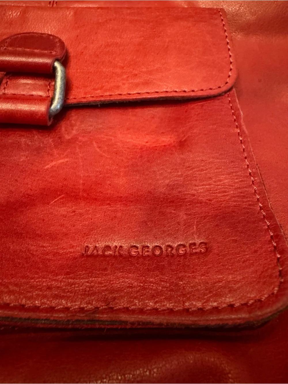 Jack‎ Georges Red Leather Voyager Crossbody Bag with Front Pocket